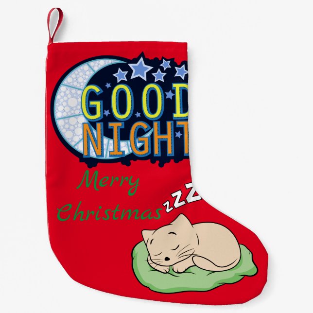 Petite Chaussette De Noël Belle nuit dormant Kitty Thunder_Cove (Devant)