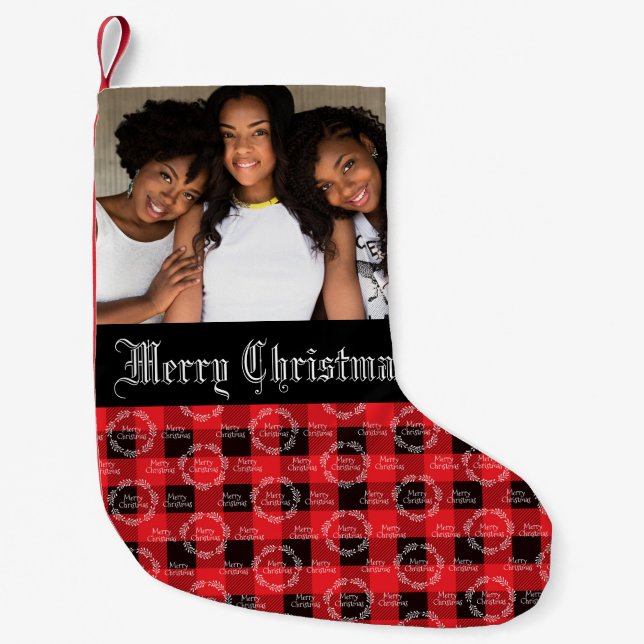 Petite Chaussette De Noël Belle photo de famille Noël (Devant)