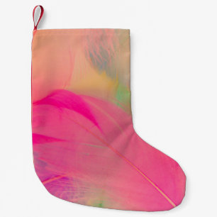 Petite Chaussette De Noël Belles plumes abstraites violettes et bleues sur l