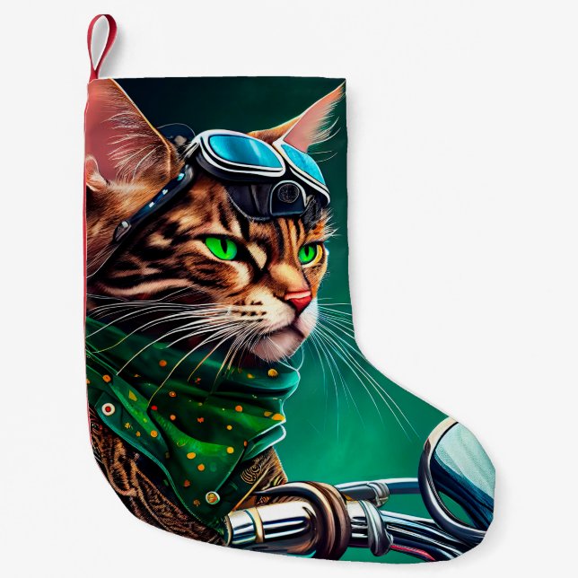 Petite Chaussette De Noël Bengal Chat conduire vélo St. Patrick's Day (Devant)