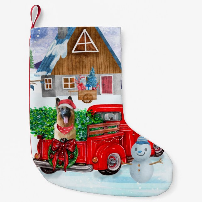 Petite Chaussette De Noël Berger Allemand En Livraison De Noël Camion Neige (Devant)