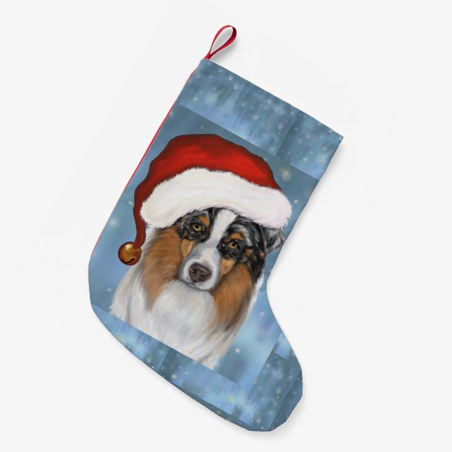 Petite Chaussette De Noël Berger australien Père Noël (Devant (Accrochage))