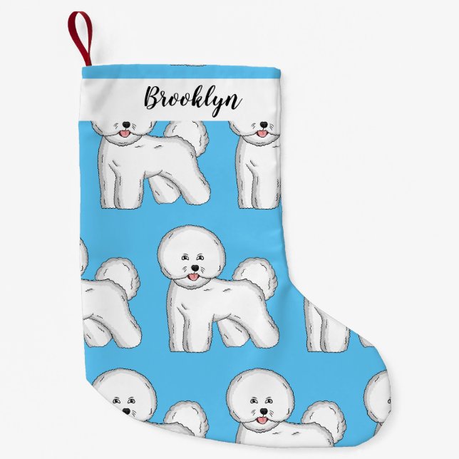 Petite Chaussette De Noël Bichon frise dog dessin animé (Devant)