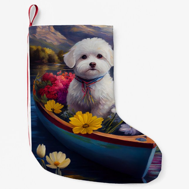 Petite Chaussette De Noël Bichon Frise sur une pagaie : une aventure Pittore (Devant)