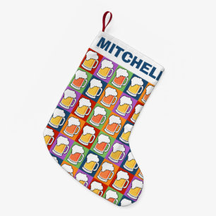Petite Chaussette De Noël BIÈRE Pop Art personnalisé Stockage de Noël