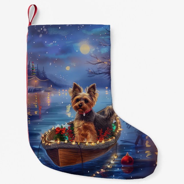 Petite Chaussette De Noël Biewer Terrier Noël Festive Voyage (Devant)