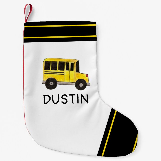 Petite Chaussette De Noël Big Yellow School Bus Transport (Devant)