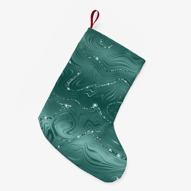 Petite Chaussette De Noël Bijoux Green Emerald Glitzy (Devant (Accrochage))