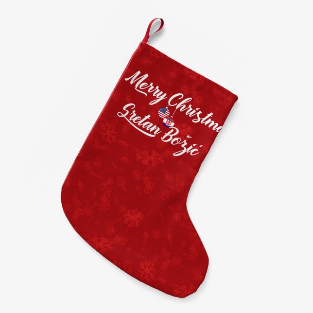 Petite Chaussette De Noël Bilingue Croate Américain Xmas Stocking (Devant (Accrochage))