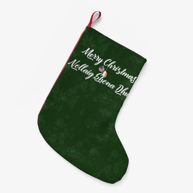 Petite Chaussette De Noël Bilingue Irlandais Américain Lieu De Vacances (Devant (Accrochage))
