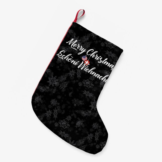 Petite Chaussette De Noël Bilingue Swiss American Holiday Stocking (Devant (Accrochage))