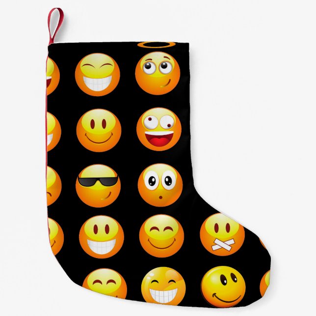 Petite Chaussette De Noël black emojis xmas stockage de noël (Devant)