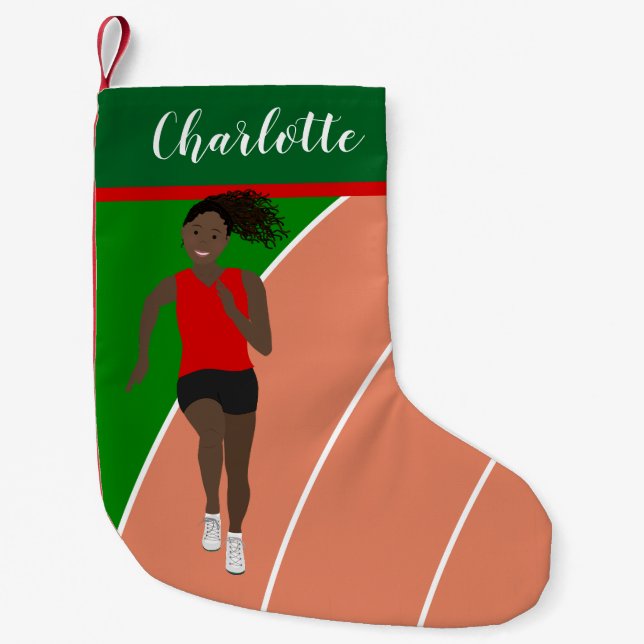 Petite Chaussette De Noël Black Hair Track Girl en rouge (Devant)