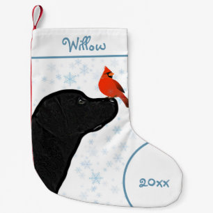 Petite Chaussette De Noël Black Lab Cardinal de Noël - mignon chien Labrador