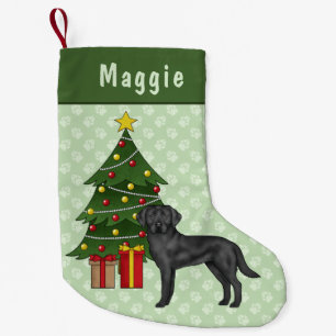 Petite Chaussette De Noël Black Labrador Retriever Chien avec arbre de Noël