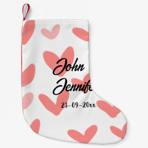 Petite Chaussette De Noël blanc simple style de texte mariage rouge coeur