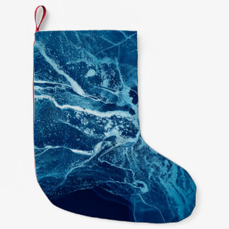Petite Chaussette De Noël Bleu Abstrait. Bleu et blanc Blots. Effacer w