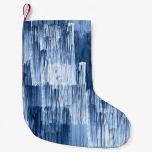 Petite Chaussette De Noël Bleu Aquarelles : Motif géométrique
