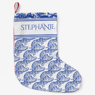 Petite Chaussette De Noël Bleu Blanc Tiger Motif Delft Oriental Custom