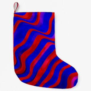 Petite Chaussette De Noël Bleu clair, texture rouge avec lignes cirées. Dégr
