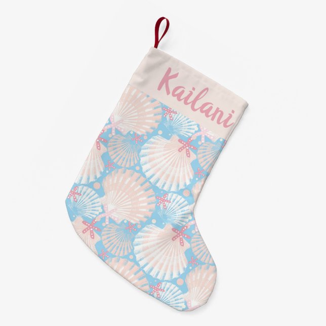 Petite Chaussette De Noël Bleu de Noël côtier (Devant (Accrochage))