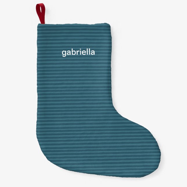 Petite Chaussette De Noël Bleu mince avec nom (Devant)