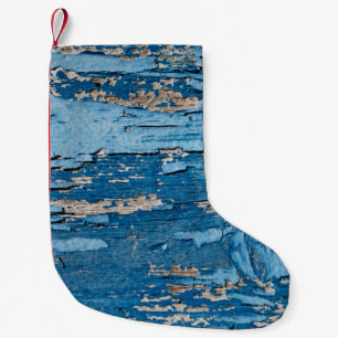 Petite Chaussette De Noël Bleu vintage : Vieille texture en bois