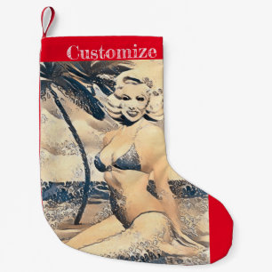 Petite Chaussette De Noël Blonde Kneeling Modèle de bikini Thunder_Cove