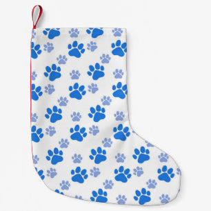 Petite Chaussette De Noël Blue Dog Paw Print Simple Animal Lover Puppies