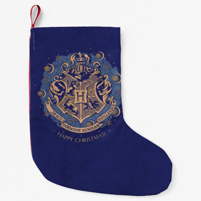 Petite Chaussette De Noël Blue HOGWARTS™ Crest Holiday Wreath (Devant)