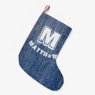 Petite Chaussette De Noël Blue Jeans Noël Nom personnalisé
