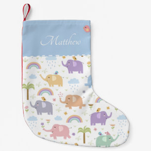 Petite Chaussette De Noël Blue Pastel Elephant Motif pour Little Boy