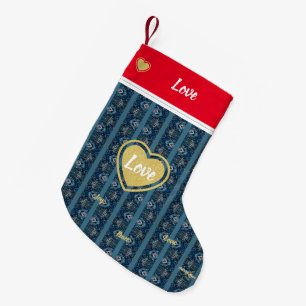 Petite Chaussette De Noël Blue Stripe LOVE Xmas Stocker par la poète Adiela