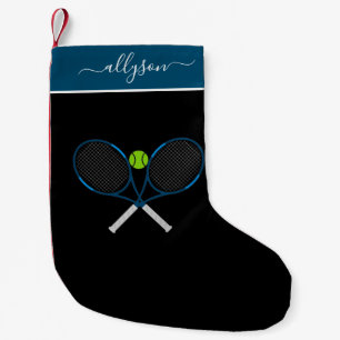Petite Chaussette De Noël Blue Tennis Rackets & Custom Girls Nom Cute Sport