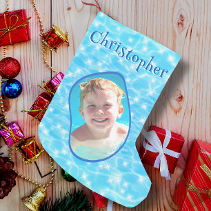 Petite Chaussette De Noël Blue Water Swimmer Surfer Diver Water Polo Photo