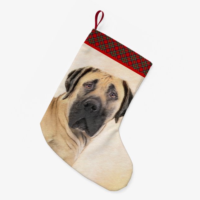 Petite Chaussette De Noël Boerboel Painting - Cute Original Dog Art (Devant (Accrochage))