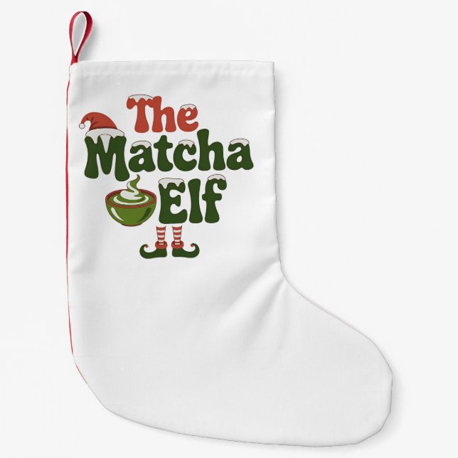 Petite Chaussette De Noël Boisson de Noël magique de l'Elfe de Matcha (Devant)
