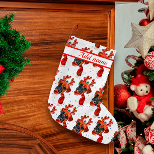 Petite Chaussette De Noël Boîte à chien mignonne avec bois de renne Noël