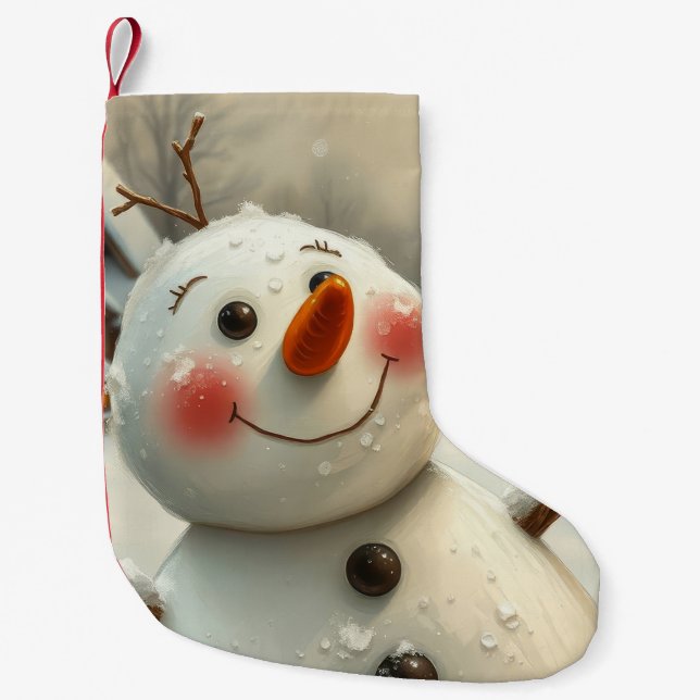 Petite Chaussette De Noël bonhomme de neige (Devant)