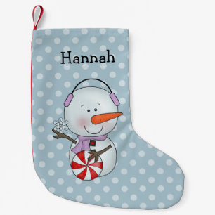 Petite Chaussette De Noël Bonhomme de neige de fille personnalisé
