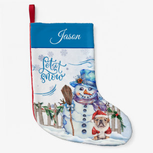 Petite Chaussette De Noël Bonhomme de neige   Laissez-le personnalisé