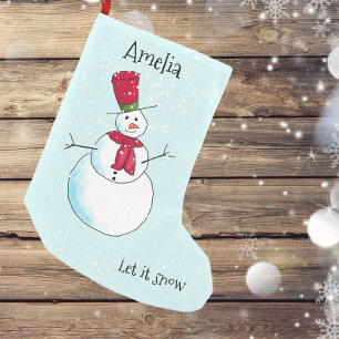 Petite Chaussette De Noël Bonhomme de neige personnalisé