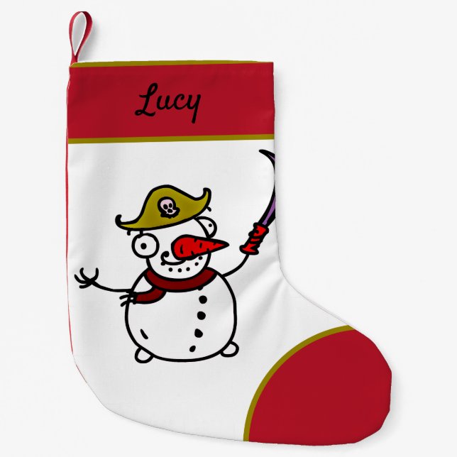Petite Chaussette De Noël bonhomme de neige pirate Noël (Devant)