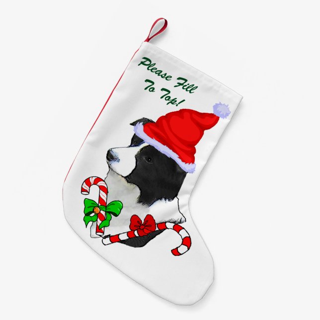 Petite Chaussette De Noël Bordure Collie Noël (Devant (Accrochage))
