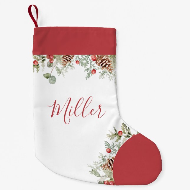 Petite Chaussette De Noël Botaniques de Noël Rustique (Devant)