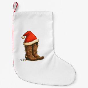 Petite Chaussette De Noël Botte Cowboy Noël Occidental Santa Hat
