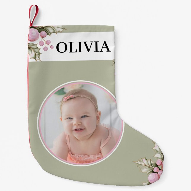 Petite Chaussette De Noël Bouche de Noël Holly Rose (Devant)