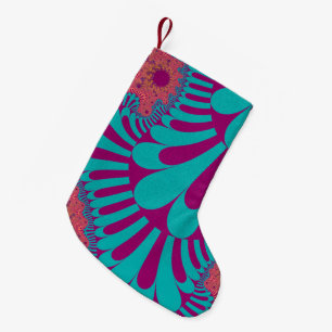 Petite Chaussette De Noël Boucle turquoise et orange
