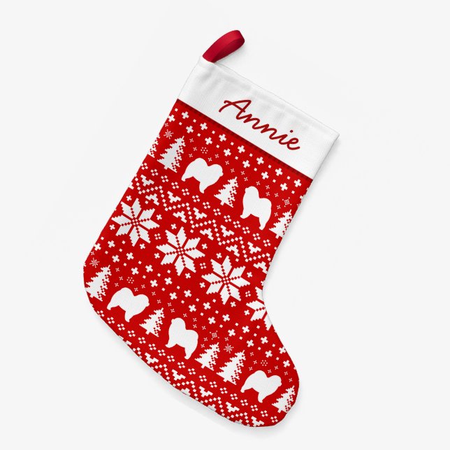Petite Chaussette De Noël Bouffes rugueuses de motif de silhouettes de (Devant (Accrochage))