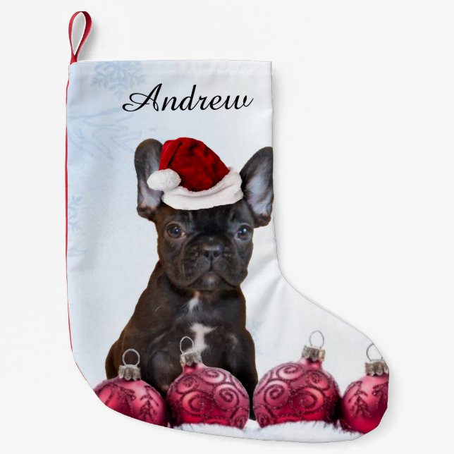 Petite Chaussette De Noël Bouledogue français de Noël (Devant)